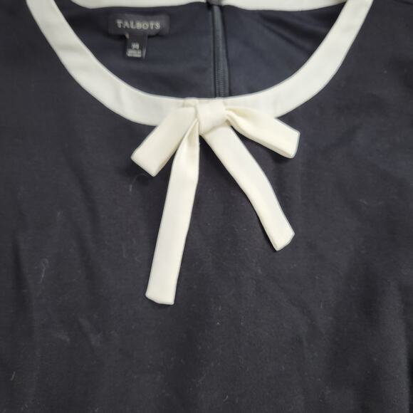 Talbots Womens Dress 14 Black Bow Sleeveless Ponte Stretch Preppy Sheath - Picture 5 of 12